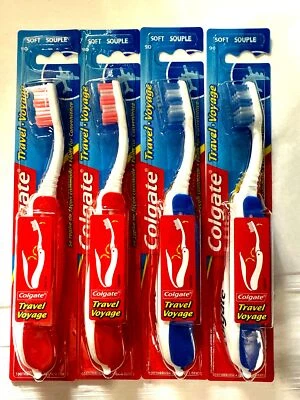 NUEVO EN PAQUETE 4 Cepillos de Dientes Plegables Colgate Travel Voyage 90 Suave Lote A Foto 1 de 3