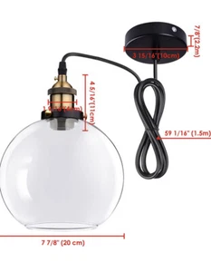 Vintage Glass Ceiling Pendant Light Fixture - Hanging Lamp - Bulbs Included - Picture 1 of 3