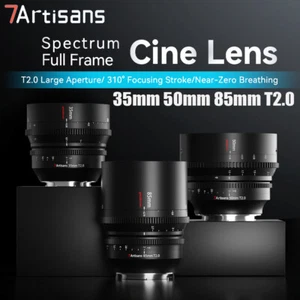 7artisans 35mm 50mm 85mm T2.0 Full Frame MF Cinema Lens for E/RF/EOS-R/Z/L mount - Picture 1 of 10
