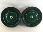 Pair of Solid Rubber on Green Steel Wheels 8" x 1-3/4"