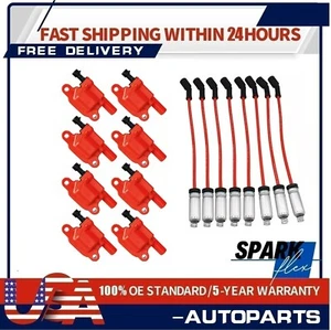 For Chevy Silverado 1500 Tahoe GMC 8 Pack Square Ignition Coil & Spark Plug Wire - Picture 1 of 7
