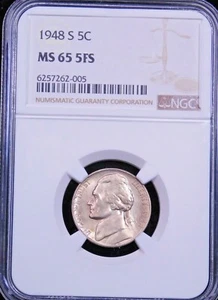 1948 S Jefferson Nickel NGC MS65 5FS FULL STEPS Just Graded PQ #G962 - Picture 1 of 3