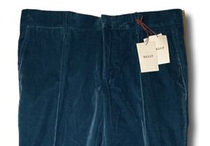 $675 Bally Blue Velvet Silk and Cotton Pants Size US 32, EU 48, Made in Italy
