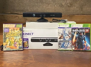 Barra de sensor de movimiento Xbox 360 Kinect, en caja y paquete de 3 juegos - Imagen 1 de 15