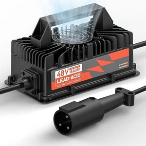 48V 15AGolf Cart Smart Battery Charger für Club Car 3-Pin rund Schnellladen - Bild 1 von 8