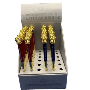 24xQueen Elizabeth II Platinum Jubilee Crown Pens Commemorative Memorabilia Gift - Picture 1 of 9