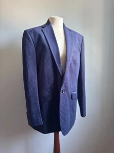 SAMUEL WINDSOR VELVET JACKET BLAZER mens 40 navy blue polka dot quality soft - Picture 1 of 22