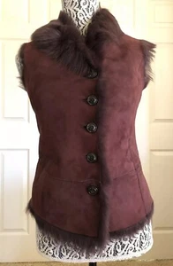 UGG WOMEN RENEE TOSCANA PORT REVERSIBLE LAMBSKIN SHEARLING VEST Size S NWT - Picture 1 of 8