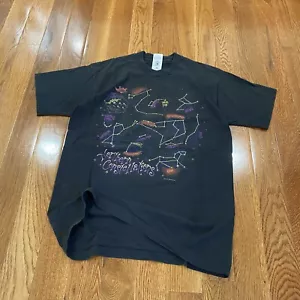 T-shirt nera vintage 1995 Stars Constellation Astronomy Science taglia L punto singolo - Foto 1 di 7