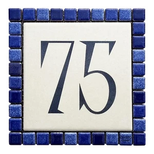 Numero civico inciso su piastrella di ceramica e mosaico, 14x14 cm - Imagen 1 de 4
