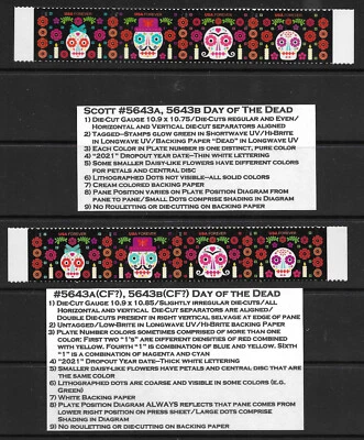 NEW! Day of Dead Horiz.Strip of 4 Scott #5643a(CF1) WIth Genuine #5643a, & Tabs - Image 1 of 3