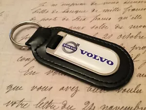 VOLVO PRINTED BLACK LEATHER KEY RING FOB XC 40 60 90 V - Picture 1 of 3