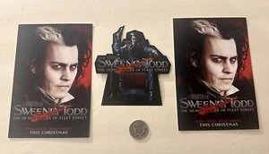 SWEENEY TODD 2007 Movie 2 POSTCARDS+STICKER Tim Burton JOHNNY DEPP for film/dvd - Picture 1 of 2