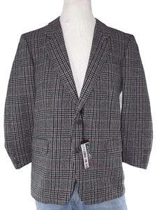 Facis Giacca Blazer Da Uomo Blu In Lana Grigio Tartan 52 R Xl Extra Large Tweed - Picture 1 of 13