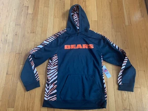 Chicago Bears Zubaz Zebra Print NFL Solid Hoodie Navy Blue - Men's Medium - Picture 1 of 6