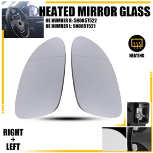 Pair LH & RH Side Heated Mirror Glass W/Backing Plate for VW Tiguan (5N) 2009-17 - Picture 1 of 14