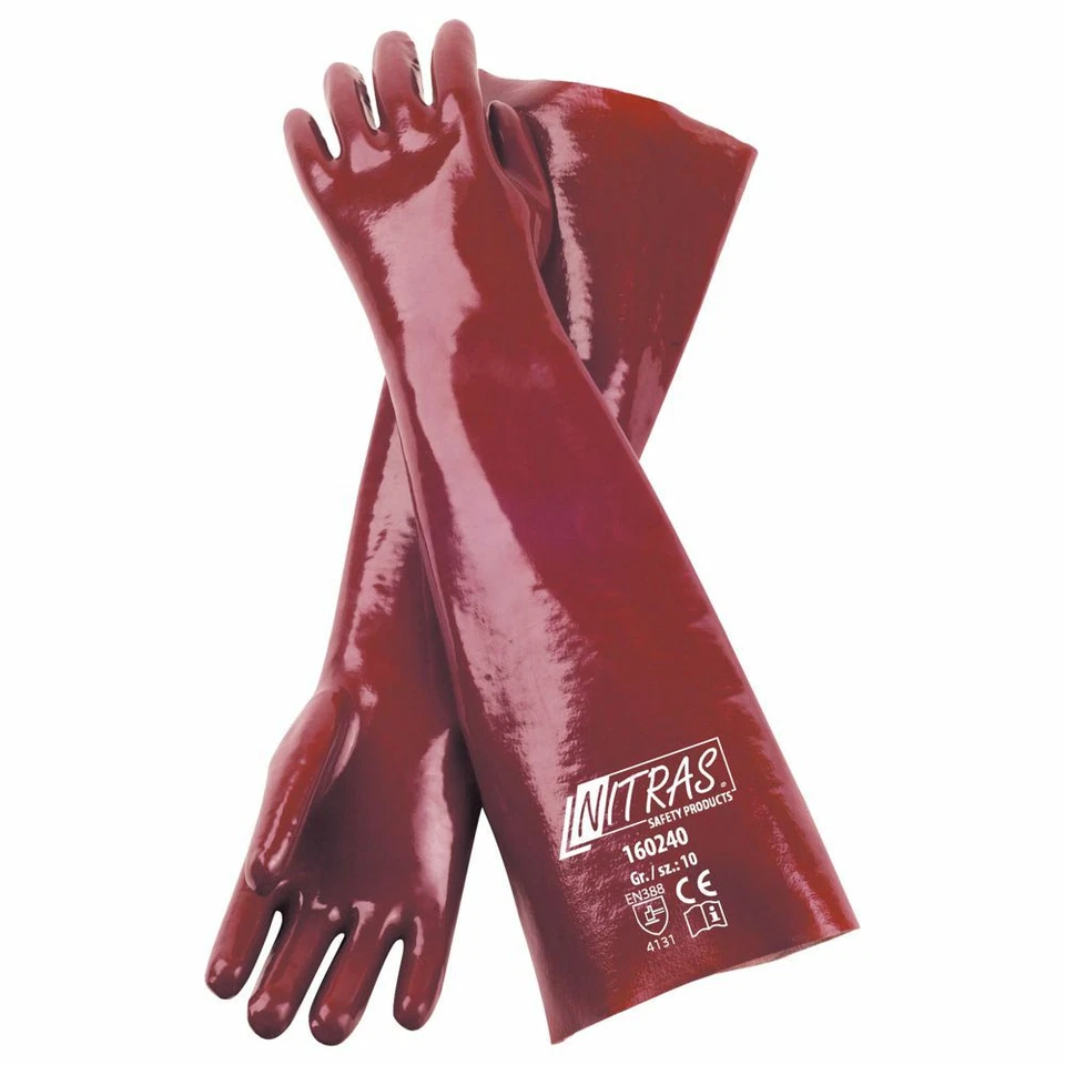 12 Paar 40 cm lange PVC-Handschuhe in Rot - Größe 10 ( XXL ) - Bild 1 von 1