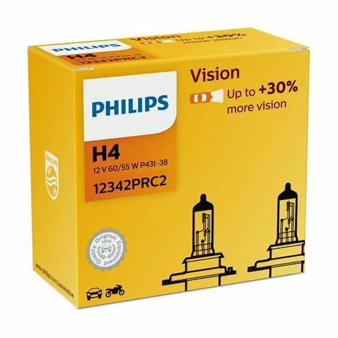 2x PHILIPS H4 Vision 12V 60/55W P43t-38 Lámpara halógena faros 12342PRC2 - Imagen 1 de 1