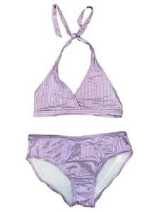 Girls Lavender Purple Shimmer Smooth Sequin 2 Piece Swimsuit Swimwear XL - Picture 1 of 1