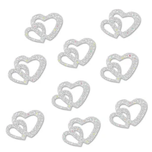 100 Stk Deko Herzen Silber Glitzereffekt Streuteile Tischdeko Streudeko Hochzeit - Bild 1 von 1