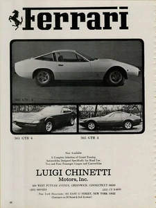 1972 Ferrari 365 GTC 4 GTB Grand Touring Autos Coupe Chinetti Vintage Print Ad - Picture 1 of 2