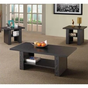 Coaster Rodez 3-Piece Wood Coffee Table Set with Shelf in Black Oak - Picture 1 of 4