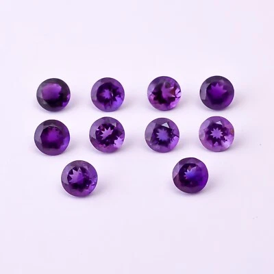 Natural Amethyst Round Faceted Cut Loose Gemstones AAA Quality Healing Crystals - Image 1 of 4