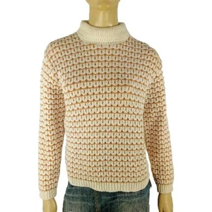 TECIA vintage ladies size 12 jumper beige brown knit Cashmilon chunky 60s retro - Picture 1 of 8