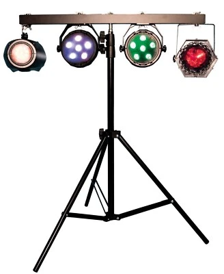 Mobile DJ Lighting Kit with 4 LED Lighting Effects T-Bar Lighting Stand Party - Image 1 of 4