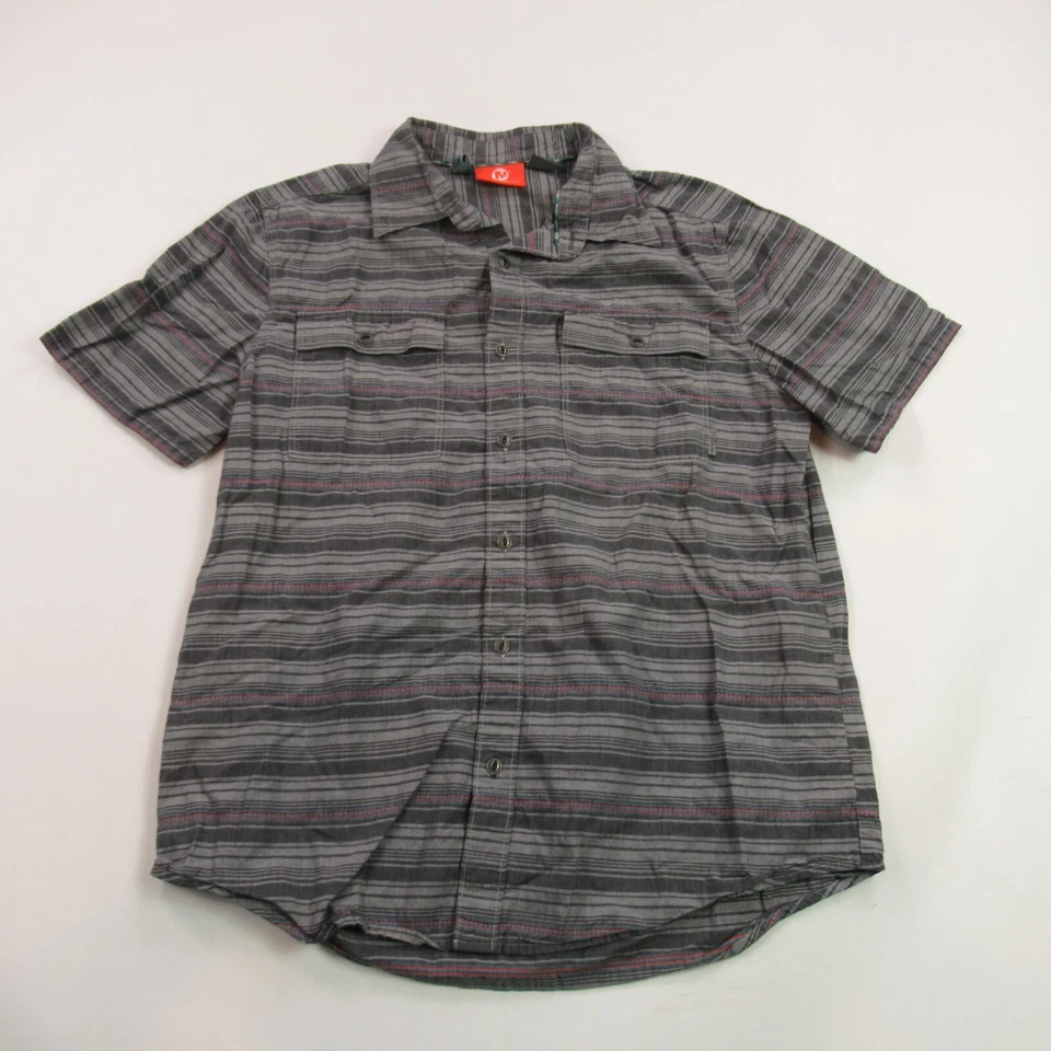 Merrell Shirt Mens Medium Short Sleeve Button Front Pocket Stripes - Image 1 of 4