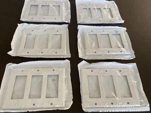 (6x SET) ~ LEVITON 005-80411-W 3-Gang Doppelwippe Decora GFCI Wandplatte weiß - Bild 1 von 7