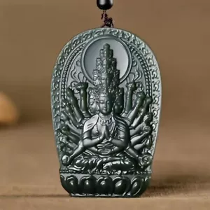 True Hetian Jade Anhänger Guanyin Anhänger Talismane zur Abwehr böser Geister - Bild 1 von 6