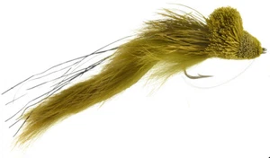 Fly Fishing Flies (Bass, Muskie, Gar, Pike) Rabbit Strip Diver Olive x 3 - Picture 1 of 2