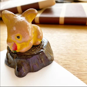 Rabbit Usagi Bunchin Japanese Nanbu cast iron paper weight ornament made japan - Picture 1 of 5