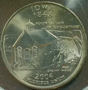 UNITED STATES-2004 "P" CLAD ST. QUARTER-.25c-"IOWA" KM# 358 UNC/AU - Picture 1 of 3