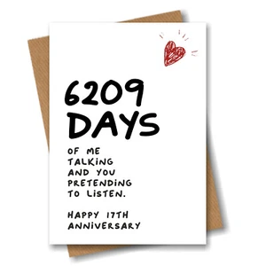 17th Anniversary Card 6209 Days of Talking Him Husband Boyfriend Wedding 17 year - Picture 1 of 4
