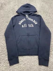 Abercrombie Kids Hoodie Boy XL Navy Blue Fleece Preppy Full Zip Sweatshirt NWT - Picture 1 of 11