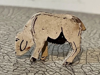 Mouton en bois, animaux de la ferme, jouet ancien - Photo 1/3