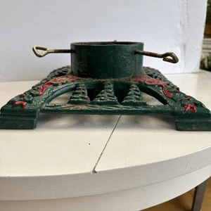 Soporte para árbol de Navidad de hierro fundido pintado vintage 13 X 13 con agujero de 6 pulgadas de diámetro - Imagen 1 de 3