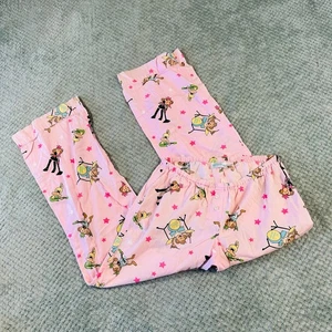 Vintage Y2K Bubblegum Pink Aeropostale Low Rise Monkey Print Pyjamahose Bequem - Bild 1 von 6