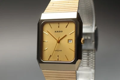 [Near MINT] Vintage RADO DIASTAR 129.9540.3 Gold Dial Square Quartz Men's Watch - Image 1 of 4