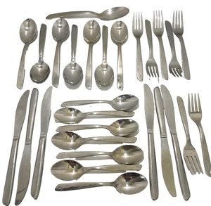 Superior Stainless Flatware Night Sky Atomic Starburst 28 Pieces Silverware USA - Picture 1 of 9