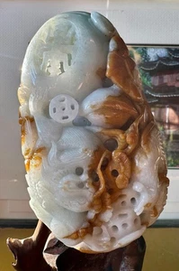 Große Grade A Jadeit Jade Schnitzerei - Bild 1 von 16