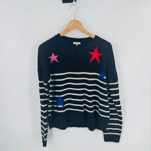 Rails Perci schwarz Streifen Stern Wolle Alpaka Mischung Pullover Strickpullover Gr. M - Bild 1 von 7