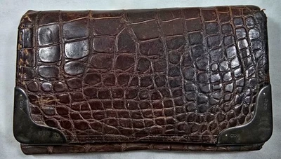 Antigua billetera de pesca con mosca de cuero y plata de ley con línea de señuelos de permiso INGLATERRA Foto 1 de 4