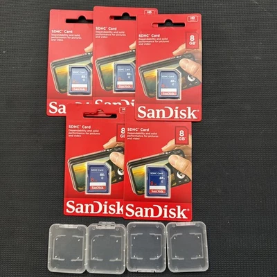 Lot of 5 SanDisk 8GB SDHC Card w/Cases  - Image 1 of 3