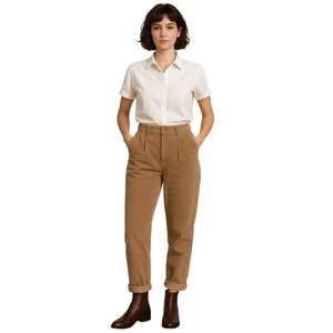 Vintage Damen 16W hellbraun Cordhose hohe Taille spitz zulaufendes Bein Made in Hongkong - Bild 1 von 6