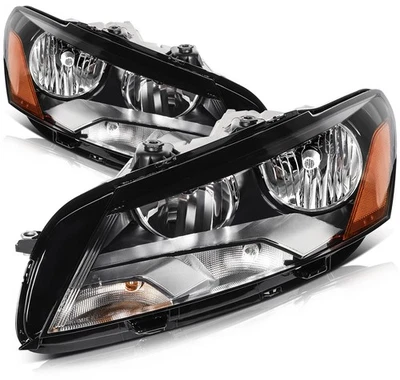 Black Housing Pair Headlights Assembly Fits VW PASSAT 2012-2015 Left + Right - Image 1 of 4