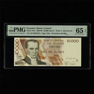 1998-99 Ecuador Banco Central 10000 Sucres Pick#127e PMG 65 EPQ Gem UNC - Picture 1 of 4