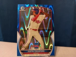 Justin Crawford 2023 Bowman 1er refractor de onda azul cromo 119/150 Phillies - Imagen 1 de 6